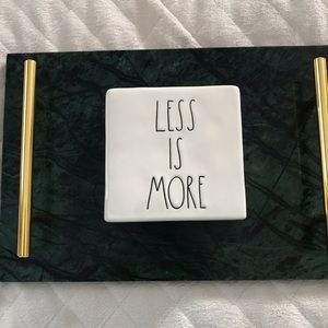 Rae Dunn Less Is More - More Or Less ceramic block